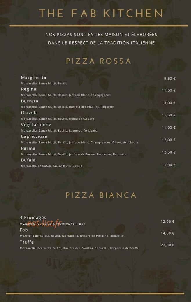 The Fab Kitchen — carte page 2