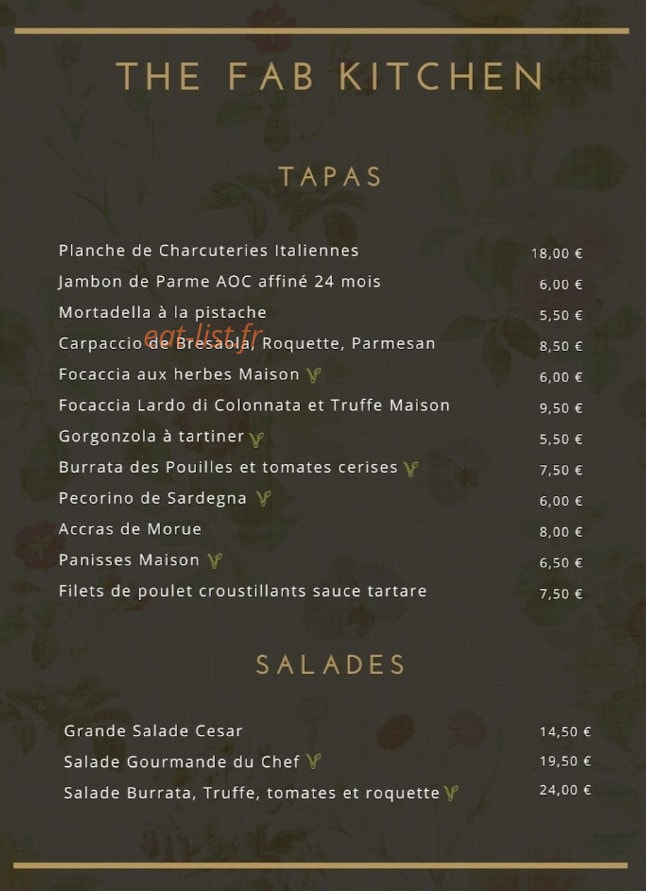 The Fab Kitchen — carte page 3