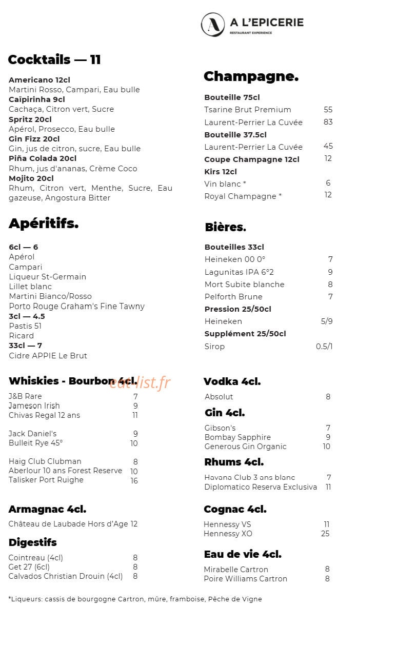 A l'Epicerie — carte page 7