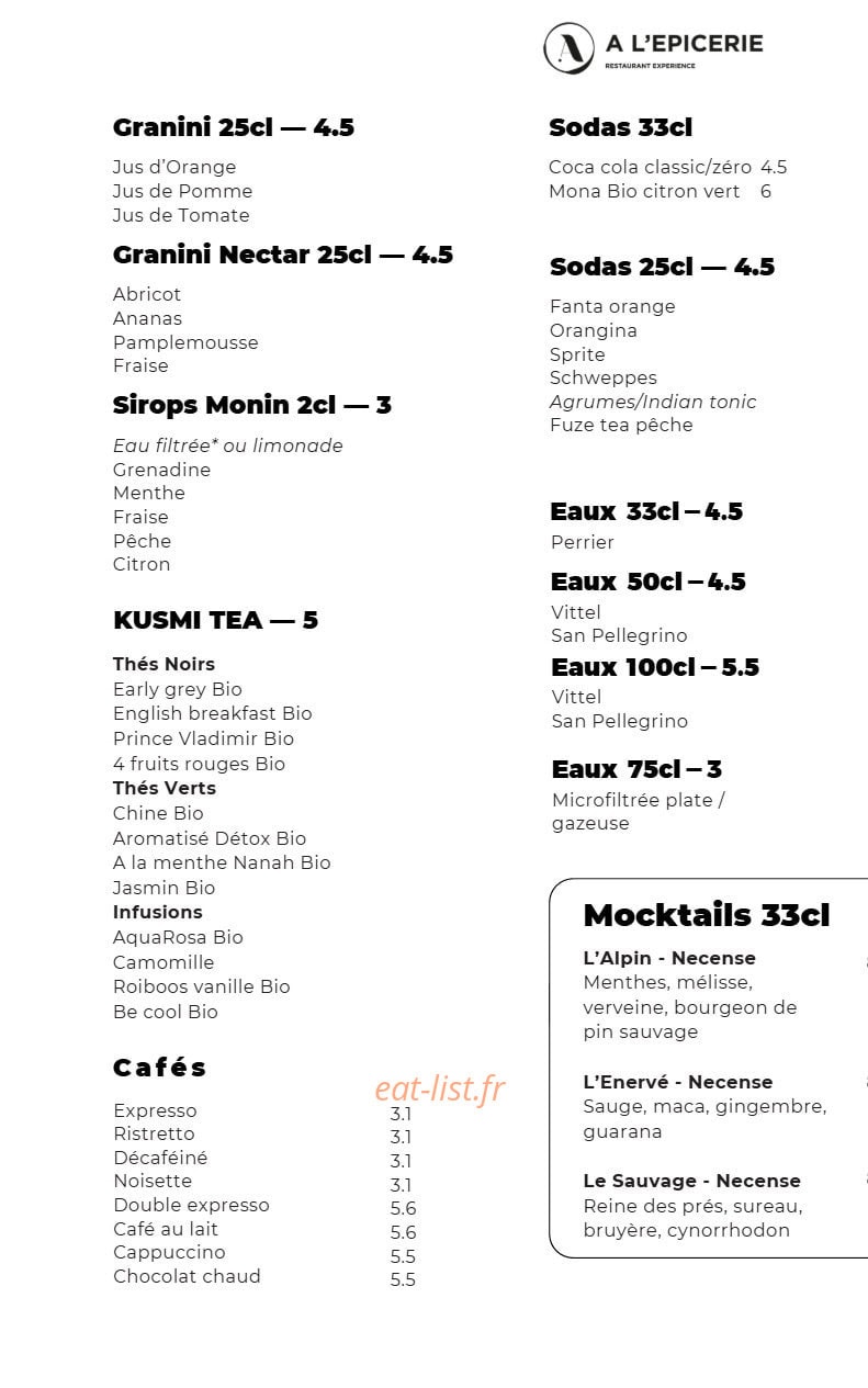 A l'Epicerie — carte page 8