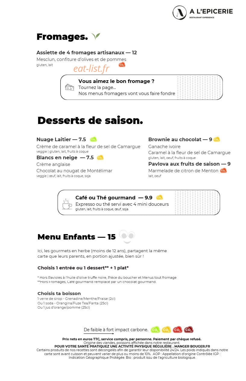 A l'Epicerie — carte page 4