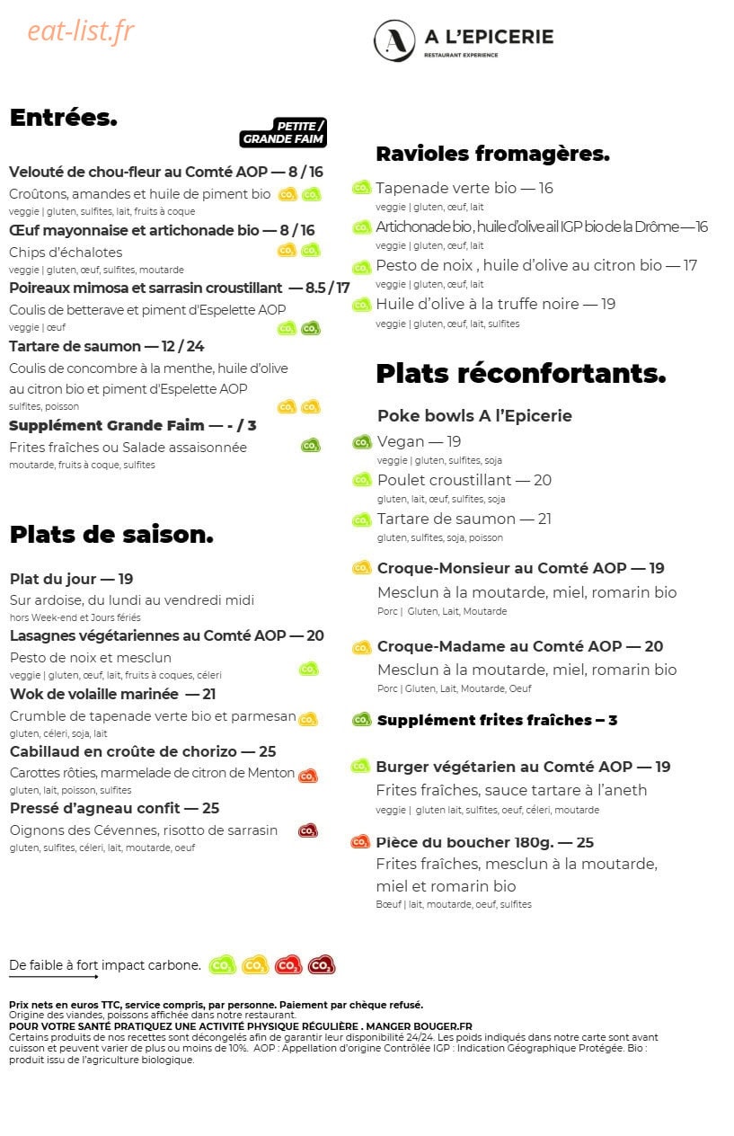 A l'Epicerie — carte page 3