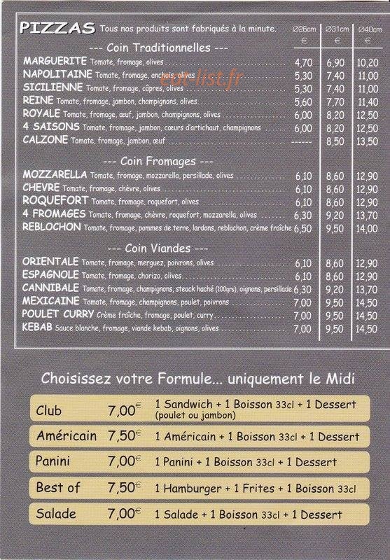 Au Coin Gourmand — carte page 2