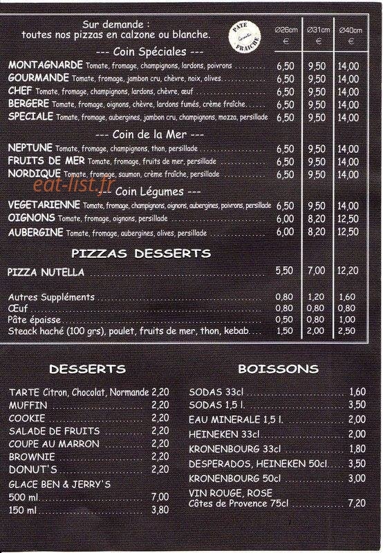 Au Coin Gourmand — carte page 3
