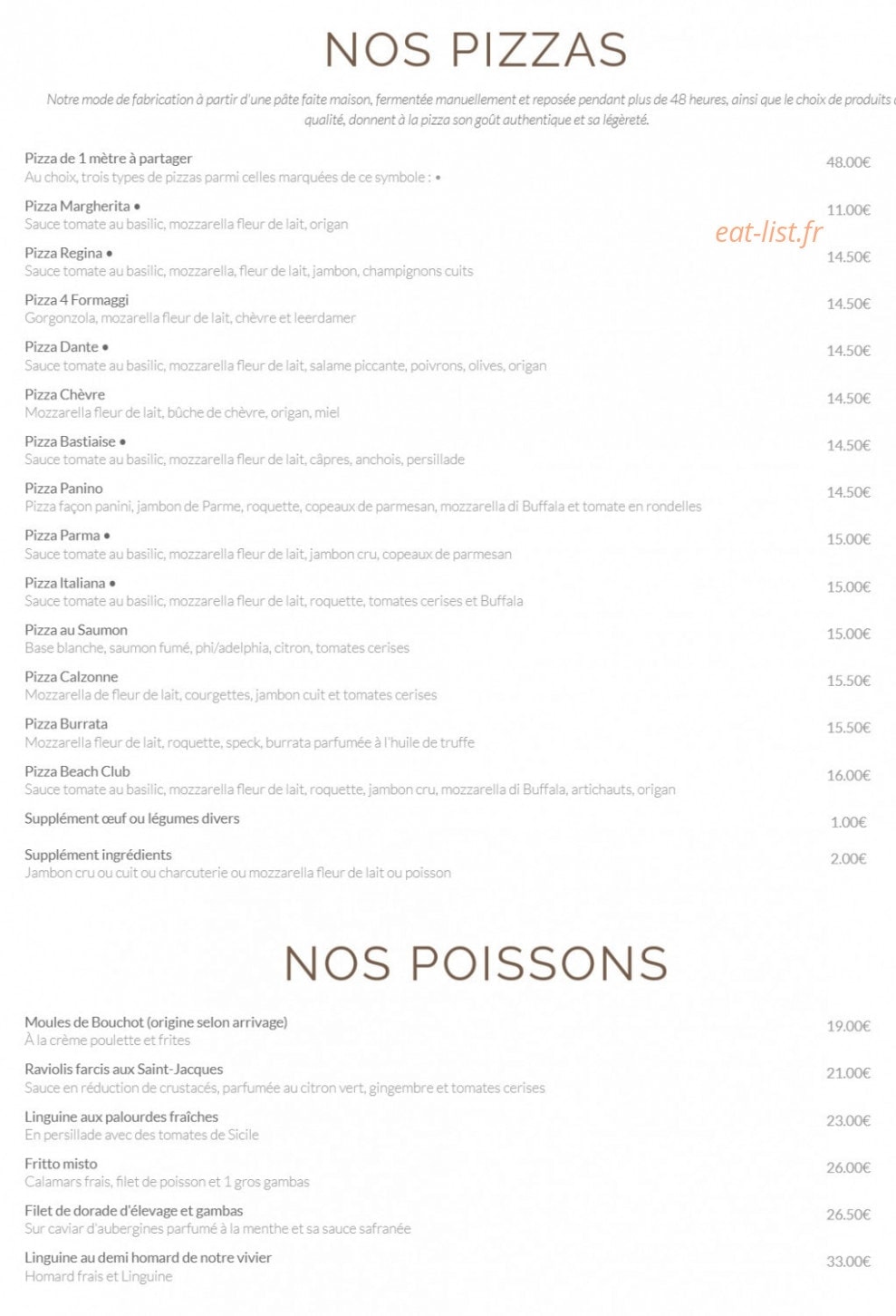 Beach Club — carte page 2