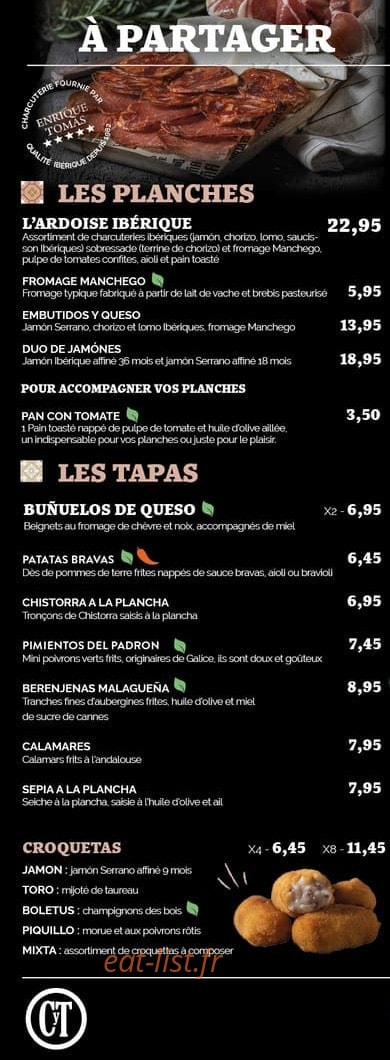 Canas y tapas — carte page 1