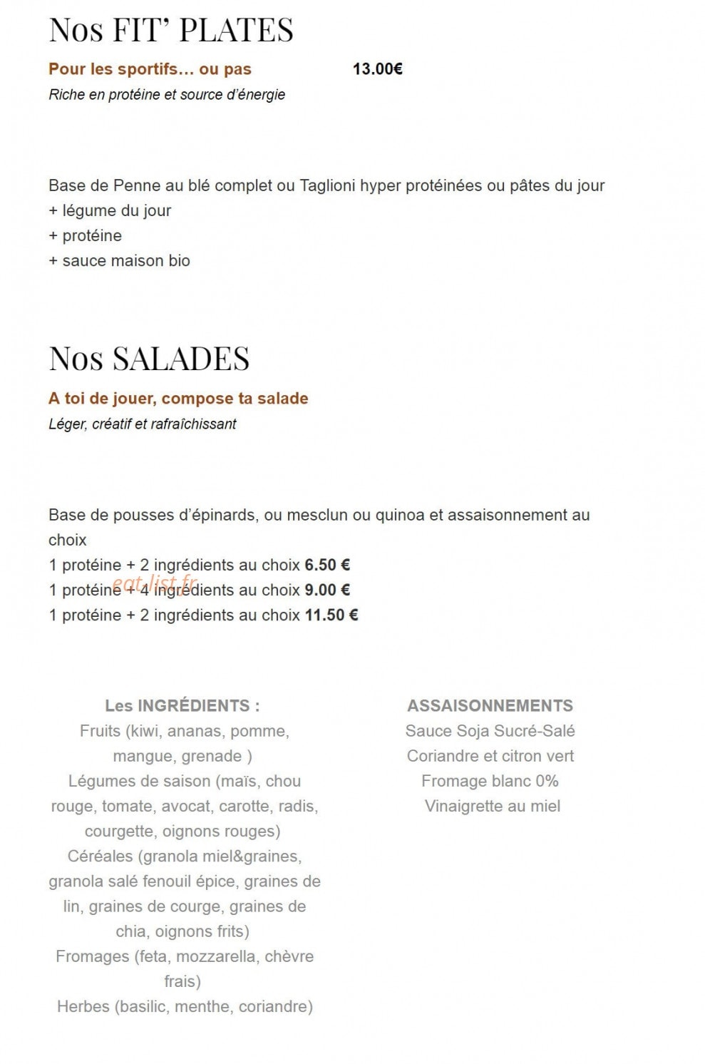 Cap Corner Coffee — carte page 1