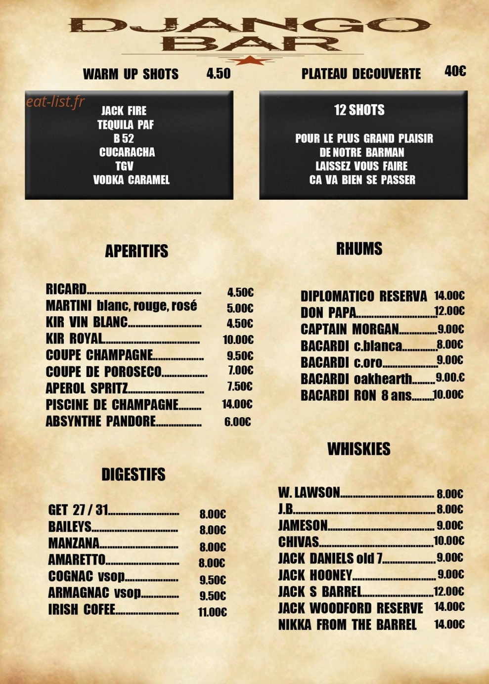 Django Bar — carte page 2