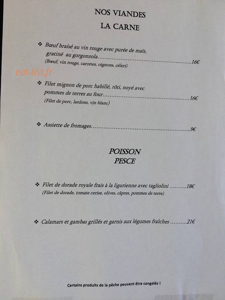 La Bella Italia — carte page 2