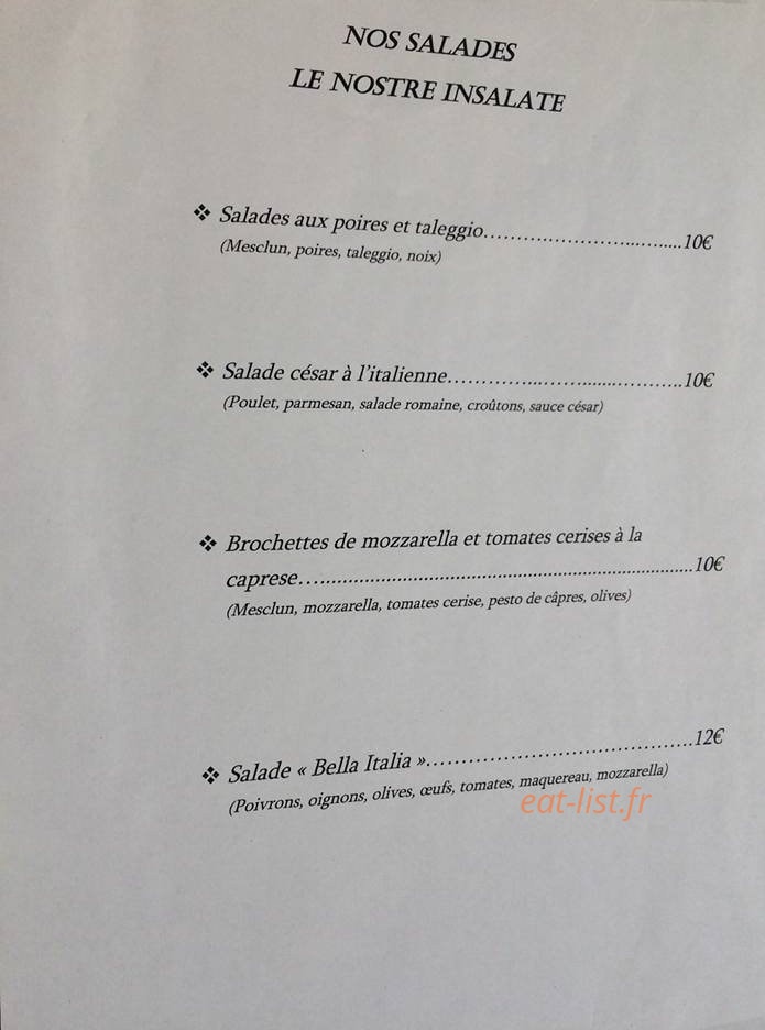 La Bella Italia — carte page 3