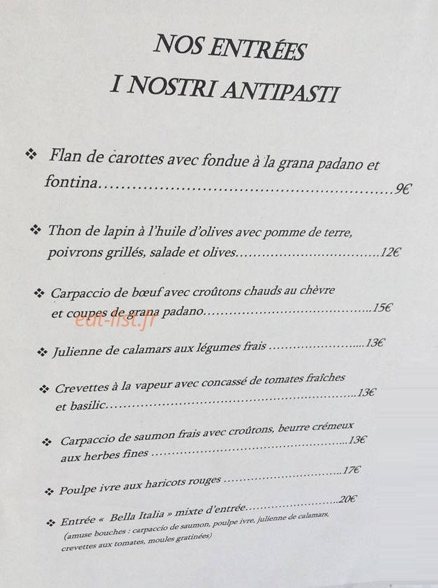 La Bella Italia — carte page 4