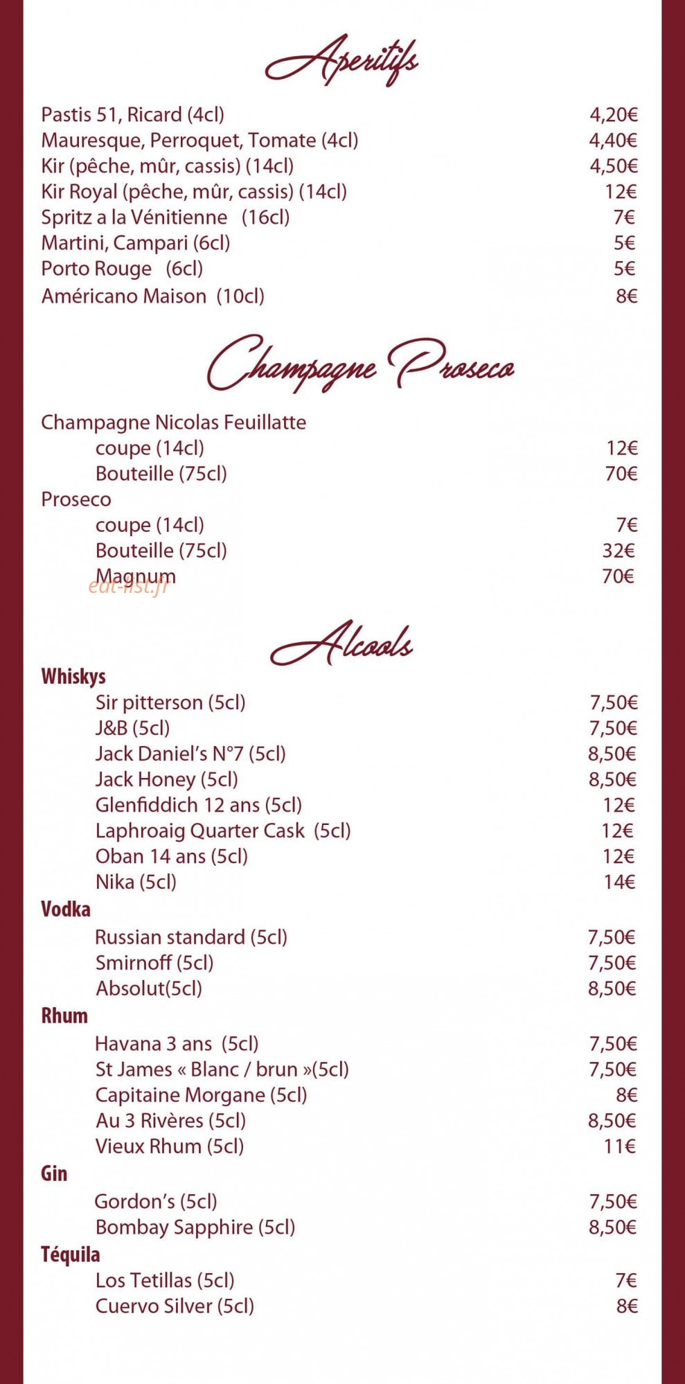 La Cantine d'Olive — carte page 4