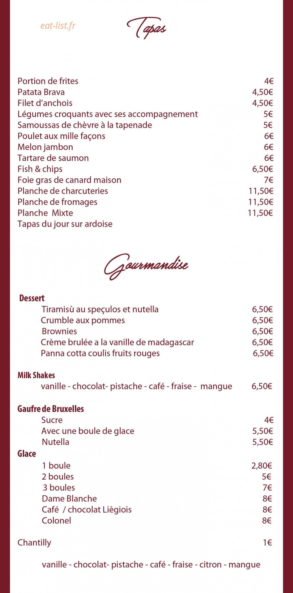 La Cantine d'Olive — carte page 9