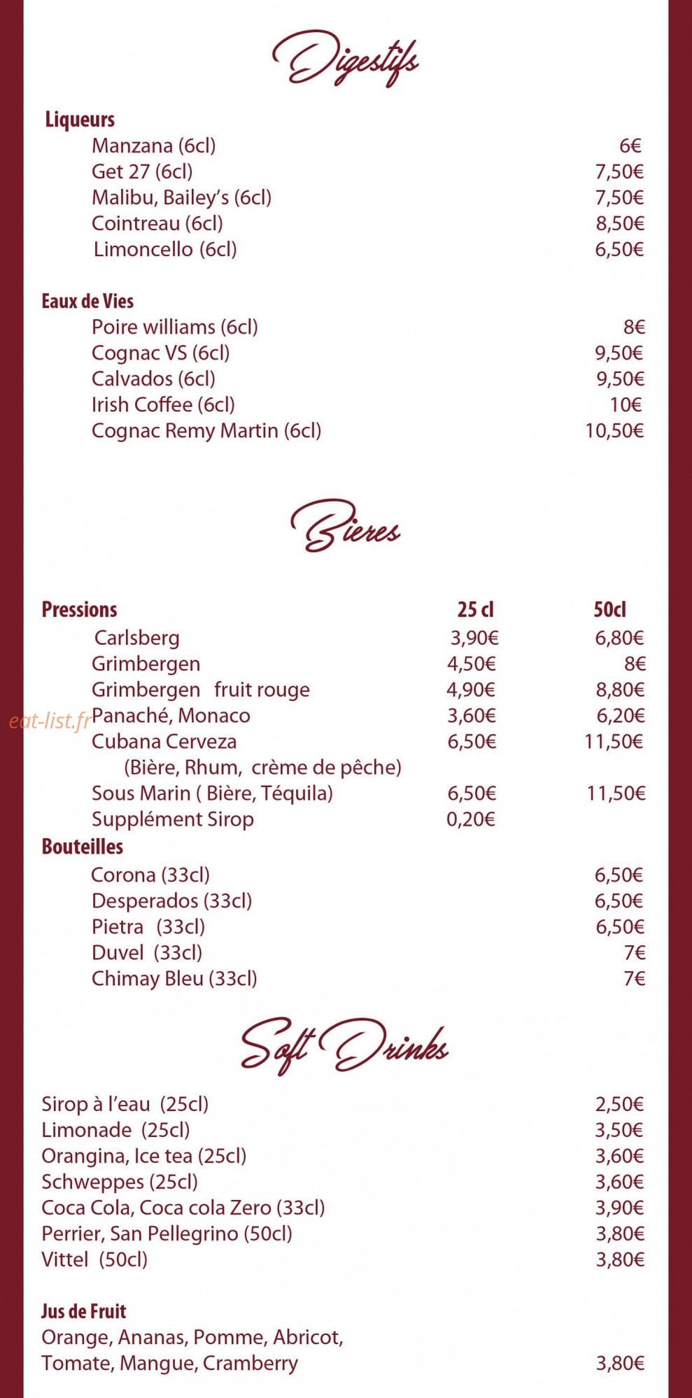 La Cantine d'Olive — carte page 5