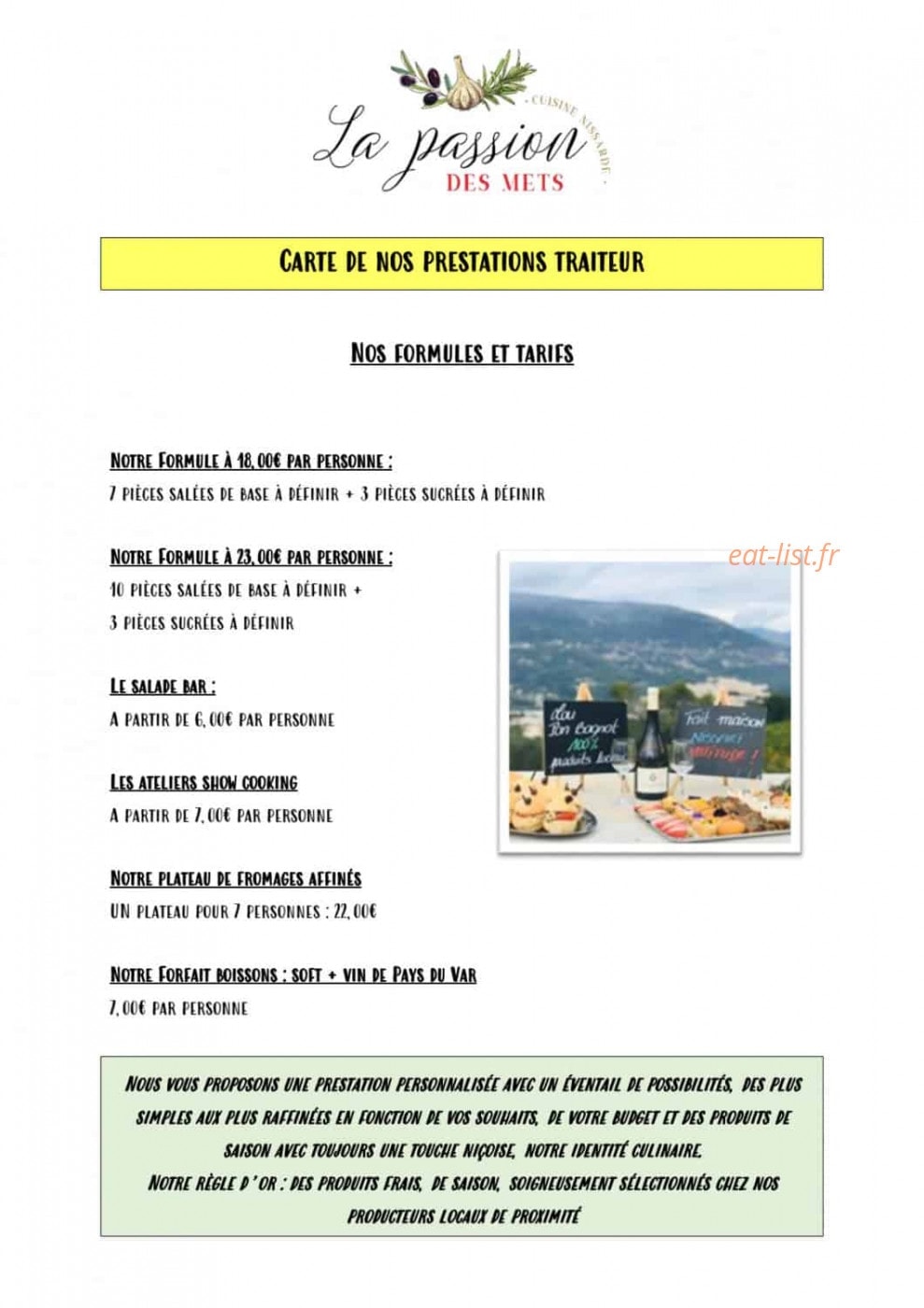 La Passion Des Mets — carte page 5