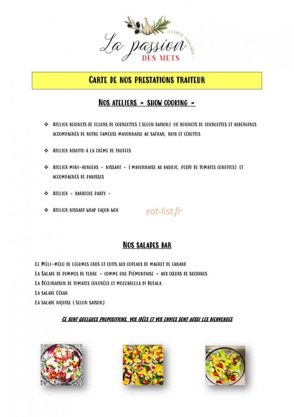 La Passion Des Mets — carte page 3