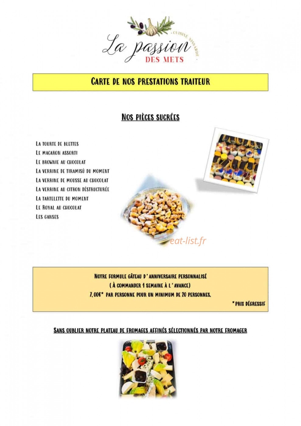La Passion Des Mets — carte page 4