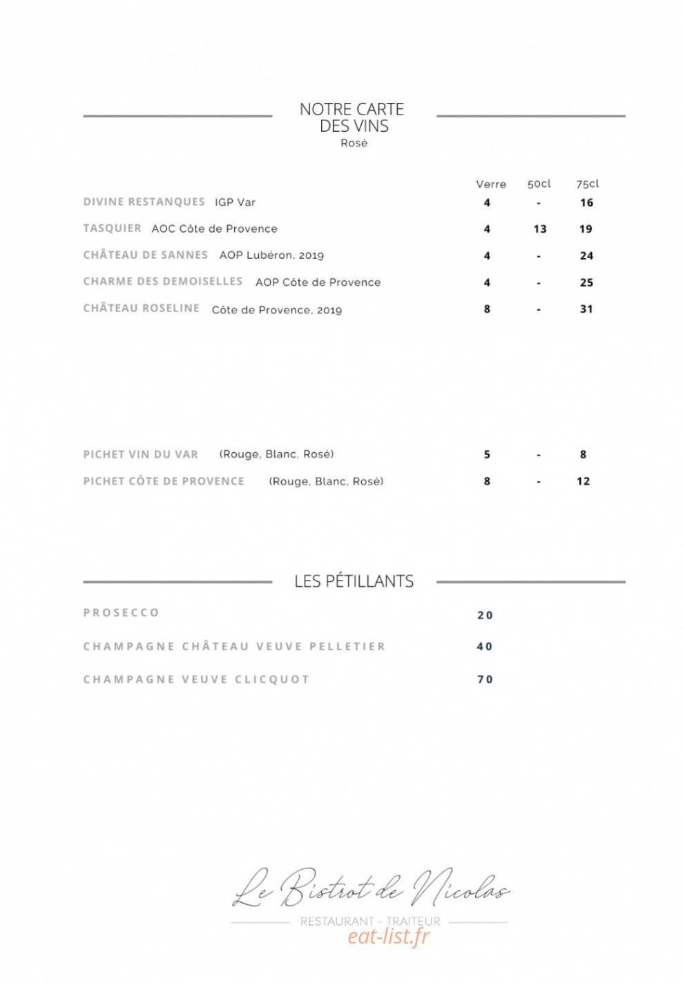 Le Bistrot de Nicolas — carte page 7