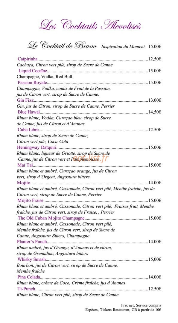 Le blue bay — carte page 14