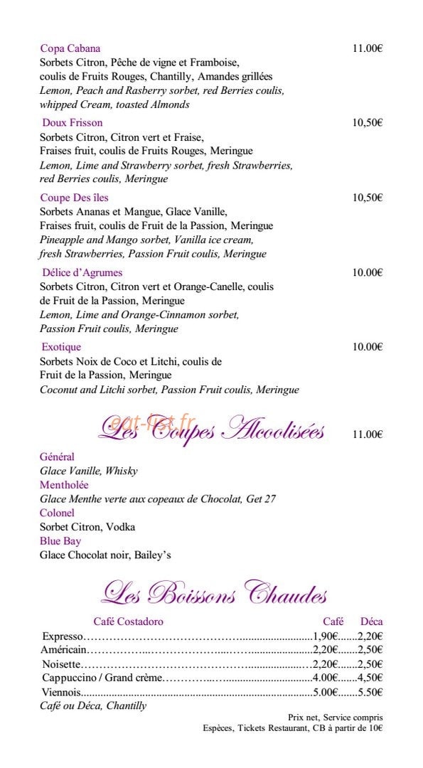 Le blue bay — carte page 11