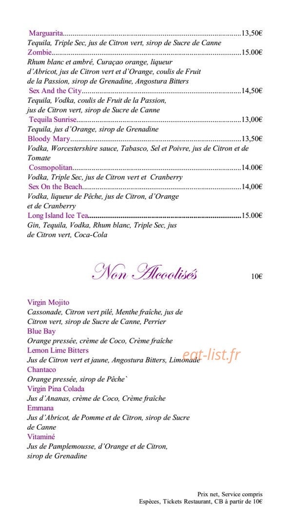 Le blue bay — carte page 16