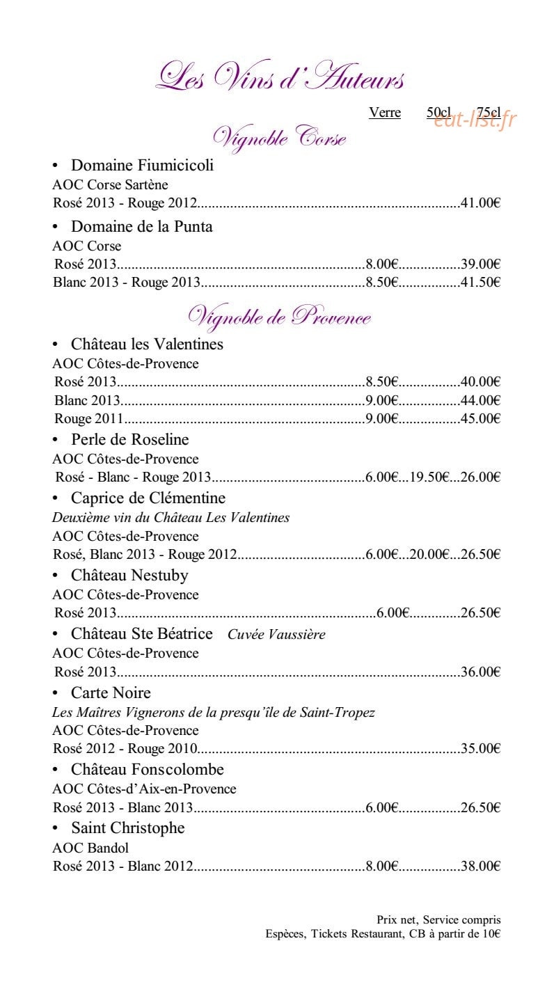 Le blue bay — carte page 17