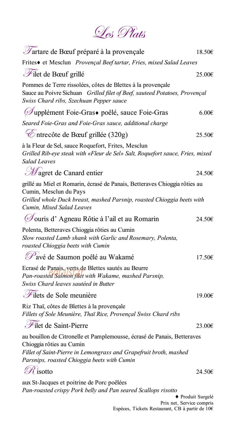 Le blue bay — carte page 2