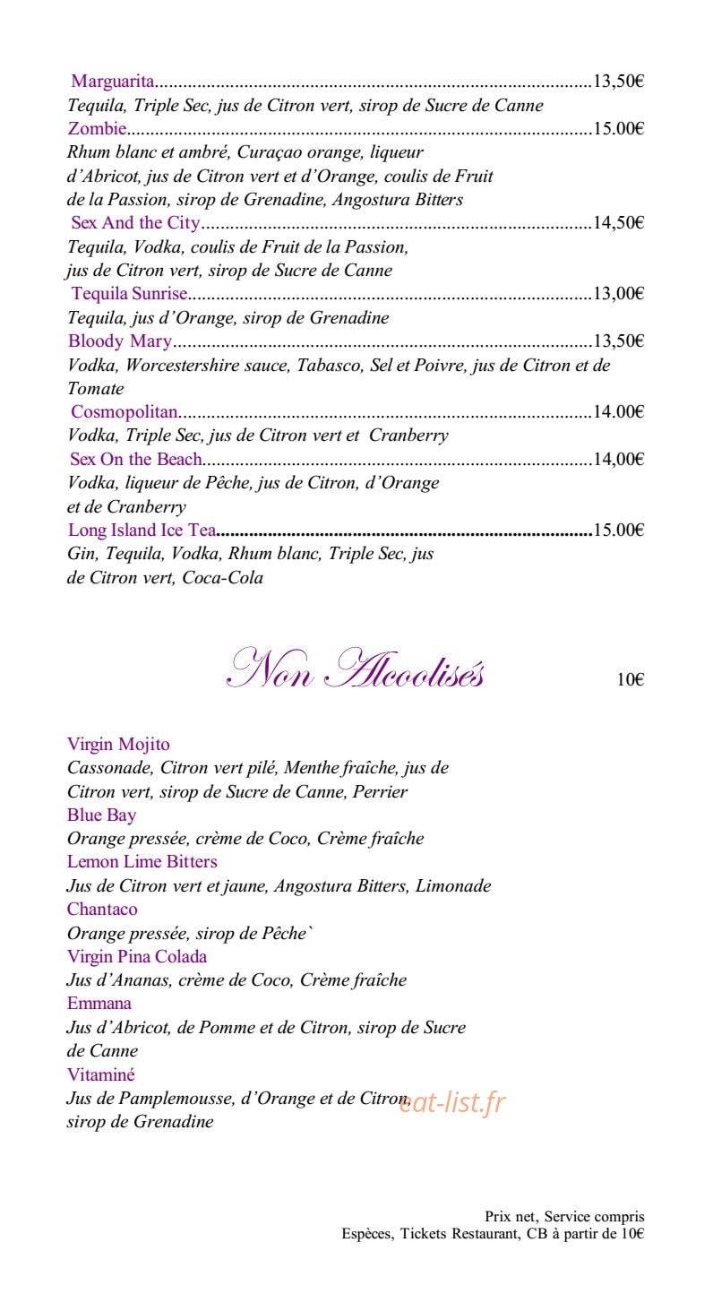 Le blue bay — carte page 15