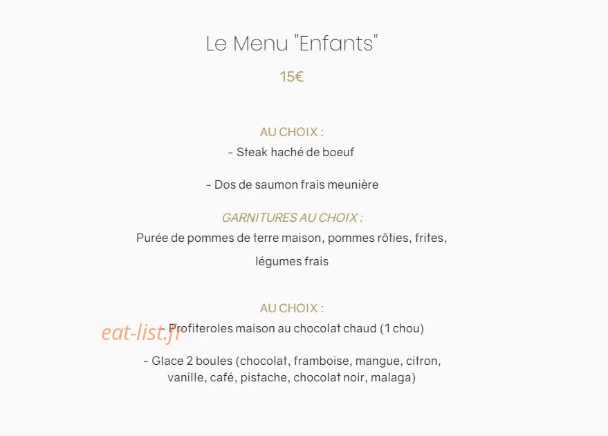 Carte et menu de Le Sant'Ana à Saint Laurent du Var — Les menus enfants