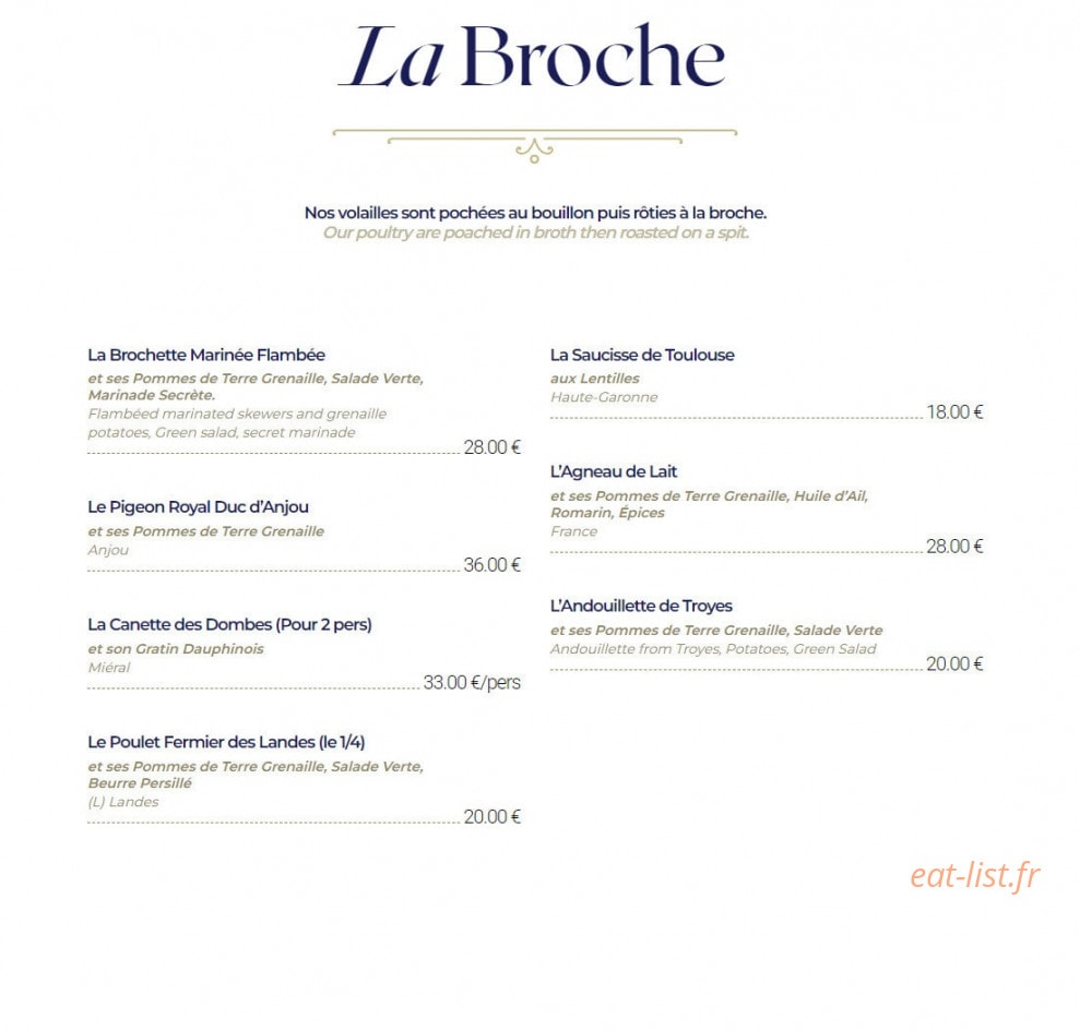Les Cocottes Françaises — carte page 3