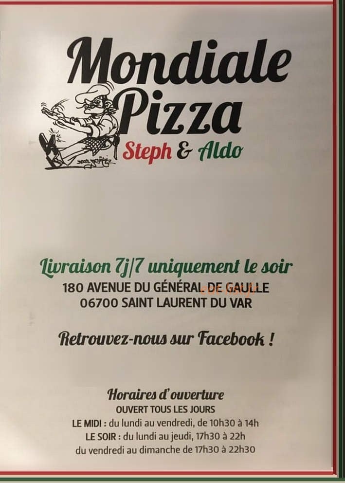 Mondiale Pizza — carte page 1