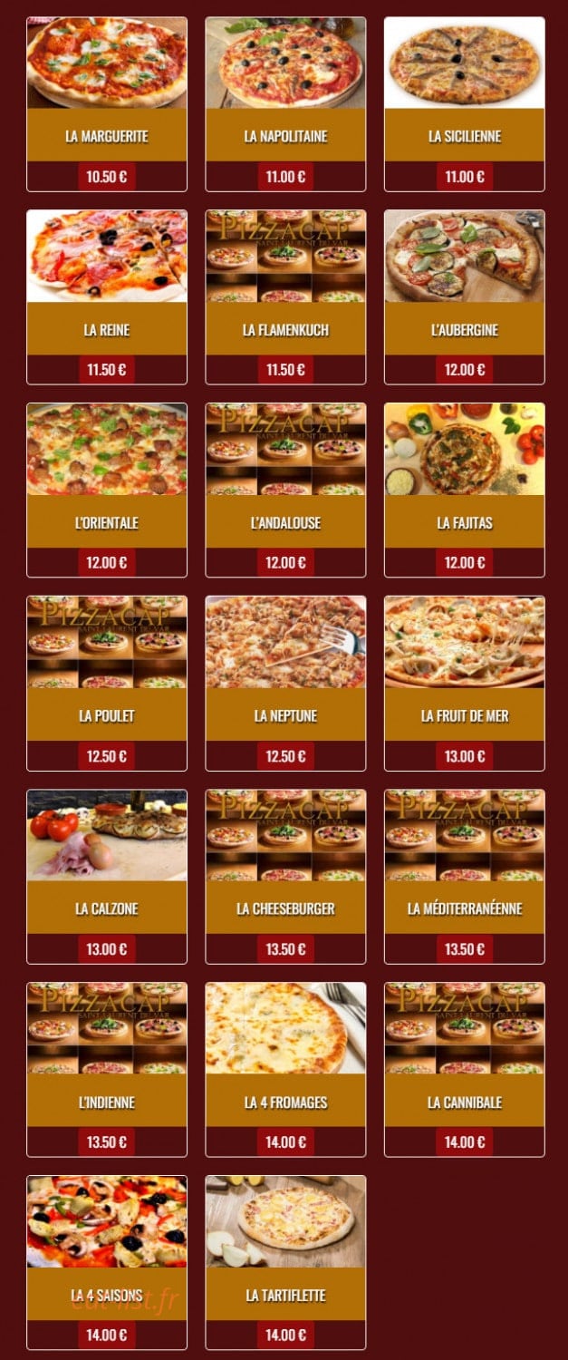 Pizzacap — carte page 1