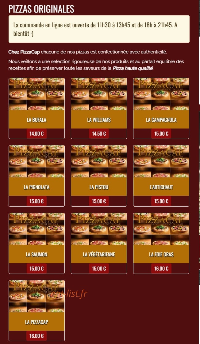 Pizzacap — carte page 2