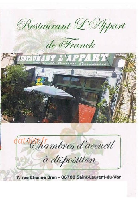 Restaurant l'appart de Franck — carte page 1