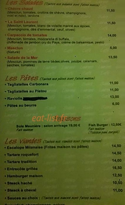 Saint Laurent Café — carte page 2