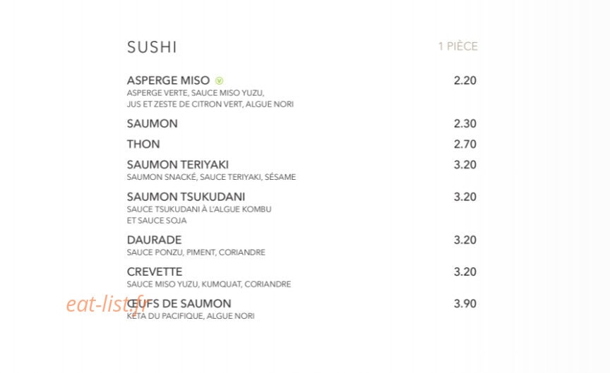 Sushi Shop — carte page 19