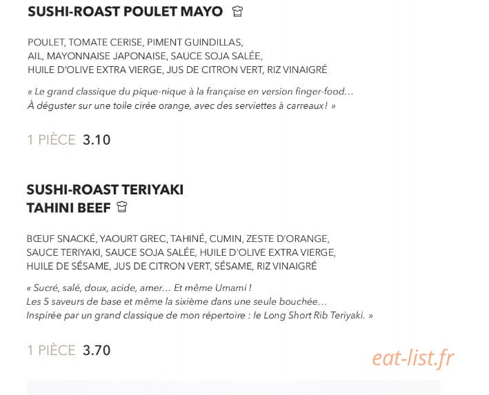 Sushi Shop — carte page 6