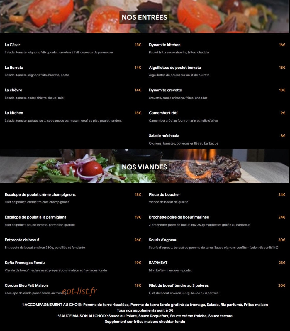 The Kitchen — carte page 1