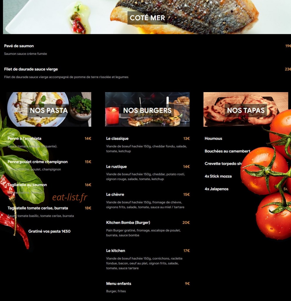 The Kitchen — carte page 2