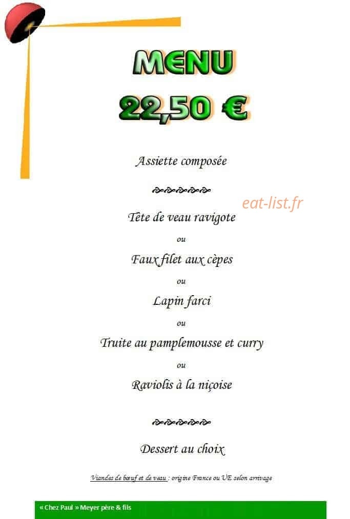 Chez Paul — carte page 1