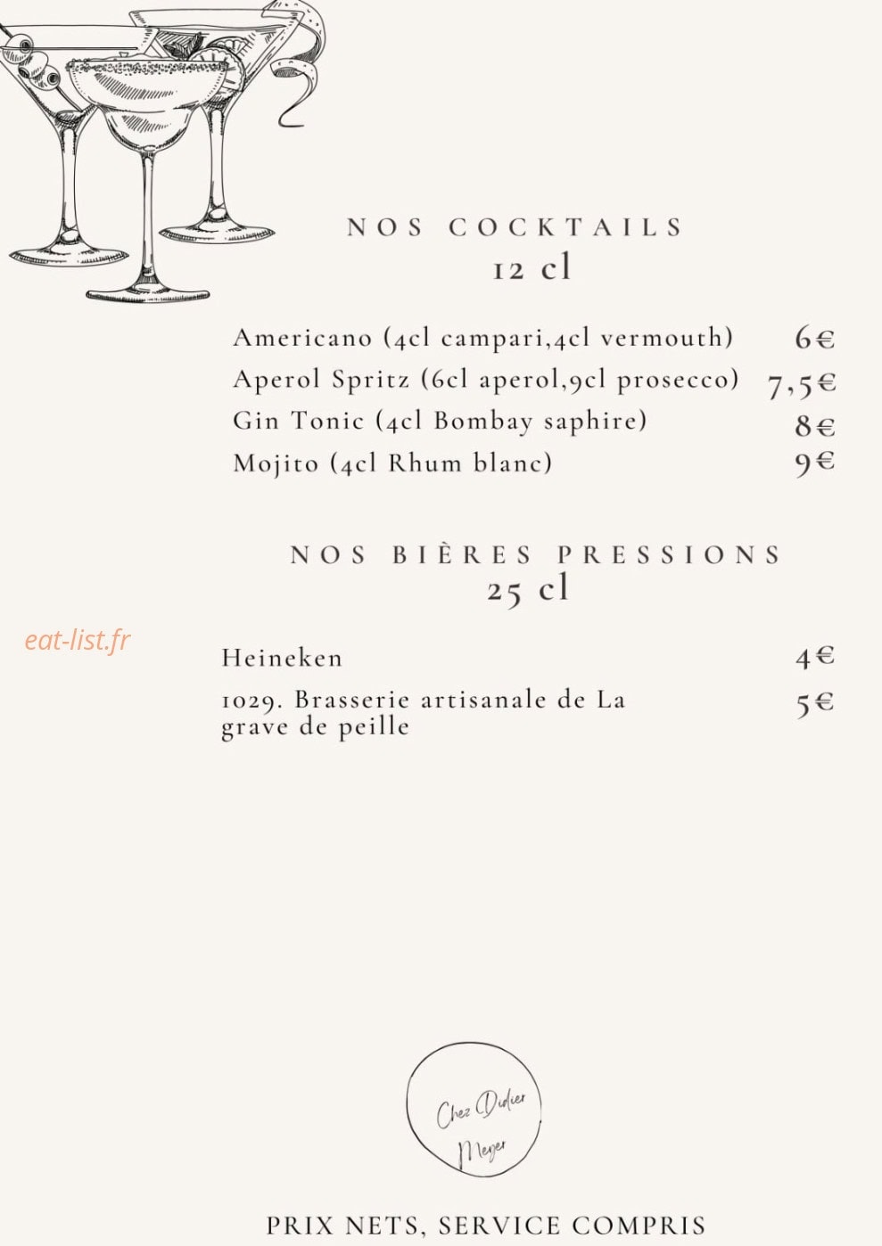 Le restaurant chez Paul — carte page 2
