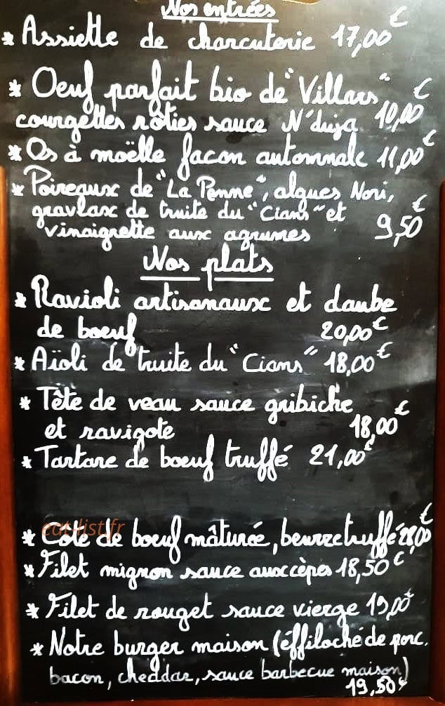 Le restaurant chez Paul — carte page 1