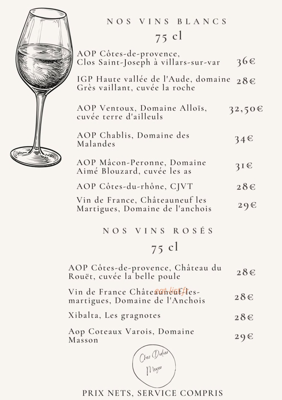 Le restaurant chez Paul — carte page 3