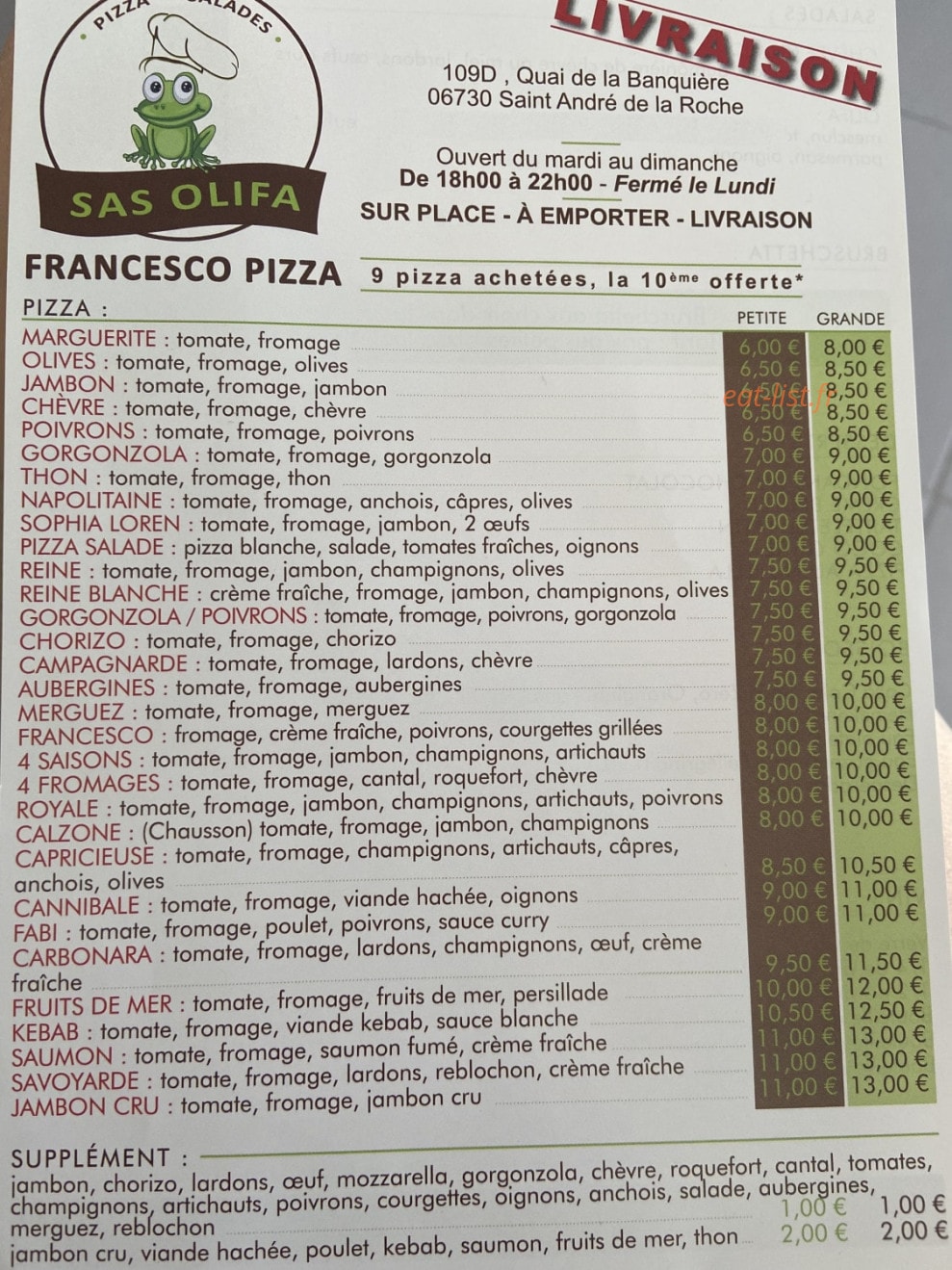 Francesco Pizza — carte page 1