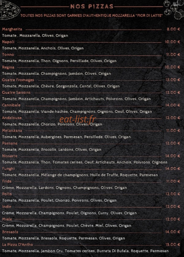 La Pizza D'Antho — carte page 2