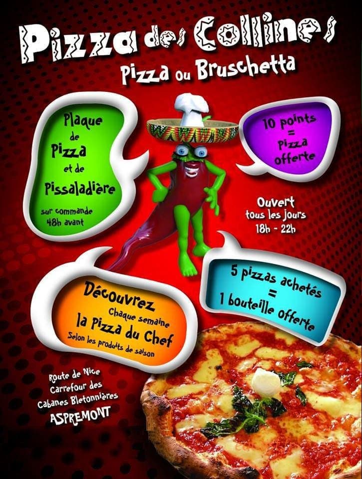 Les pizzas des collines — carte page 1