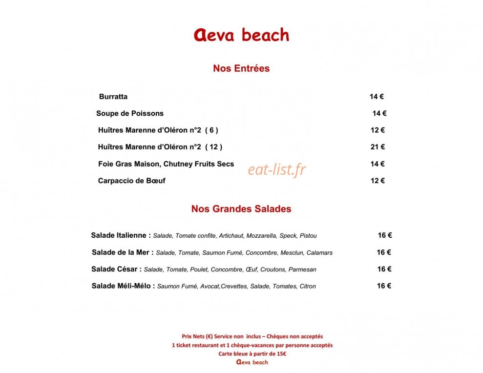 Aeva Beach — carte page 1
