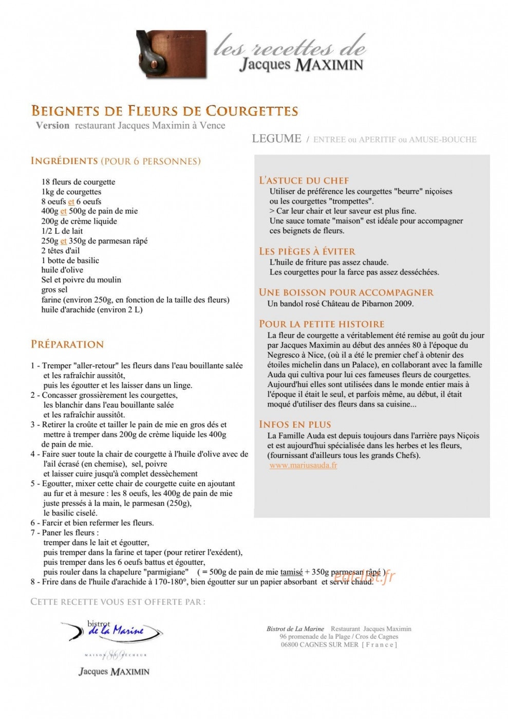 Bistrot De La Marine — carte page 3