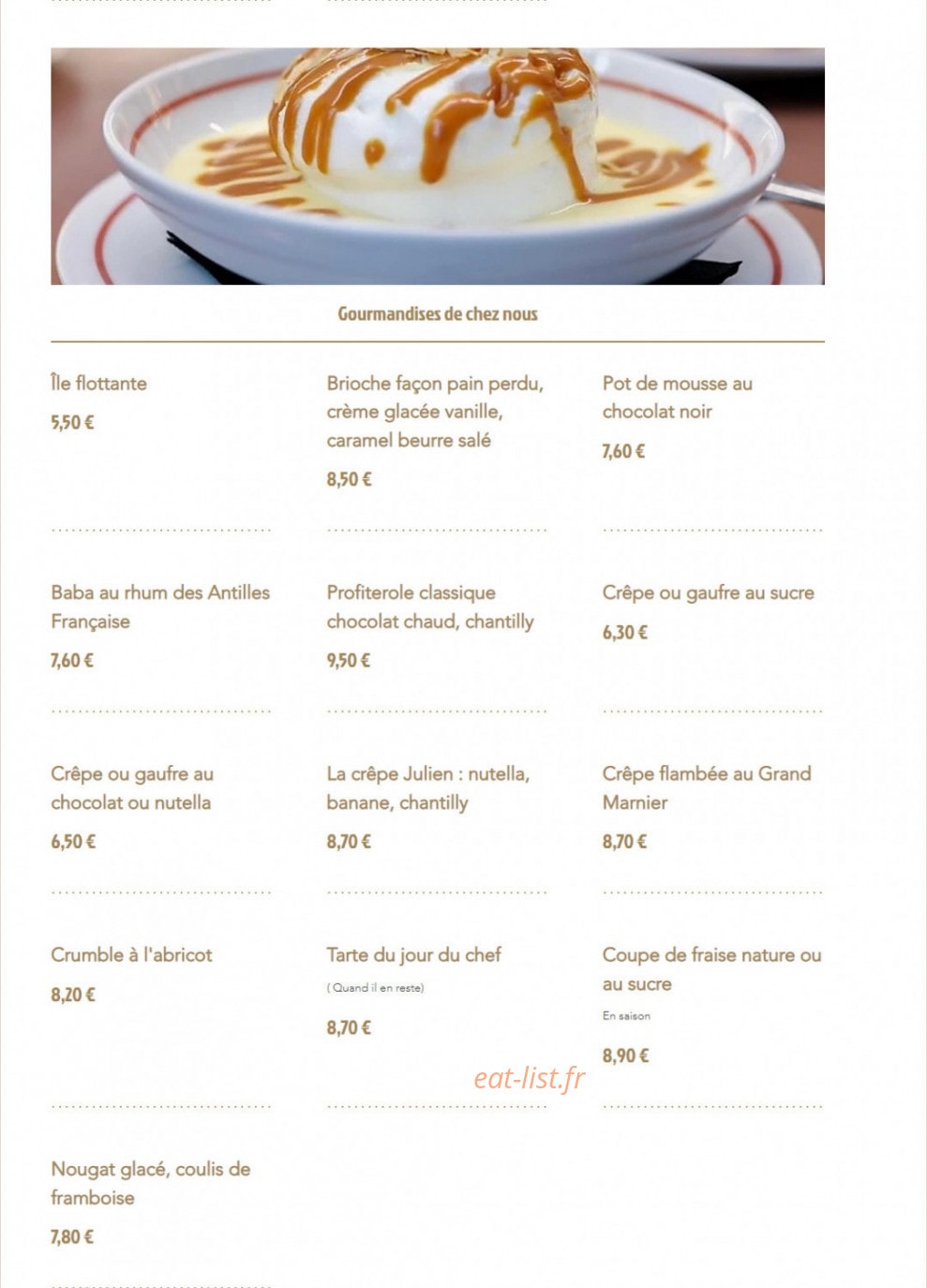 Brasserie Julien — carte page 4