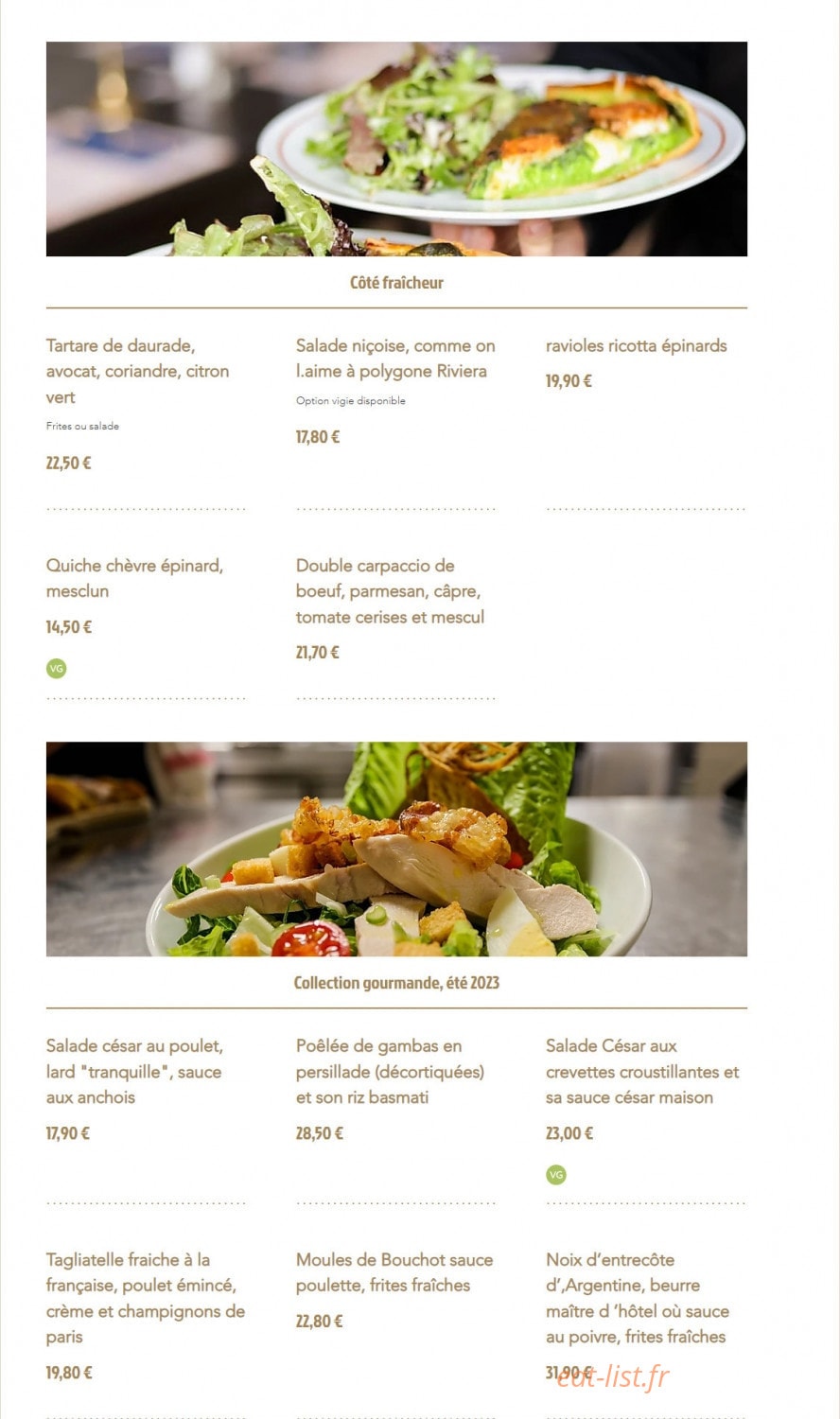 Brasserie Julien — carte page 2